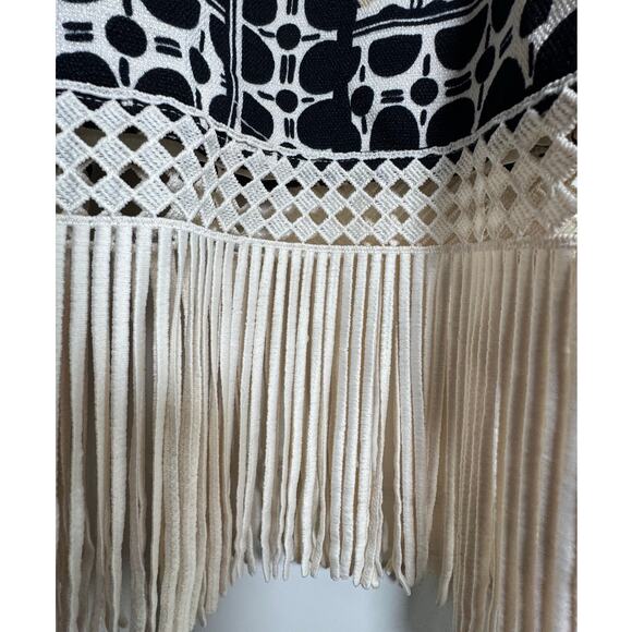 TAHARI ASL Fringe Printed Lined Dress NWT $149 Size 2 Black Tank Ivory - Picture 7 of 10